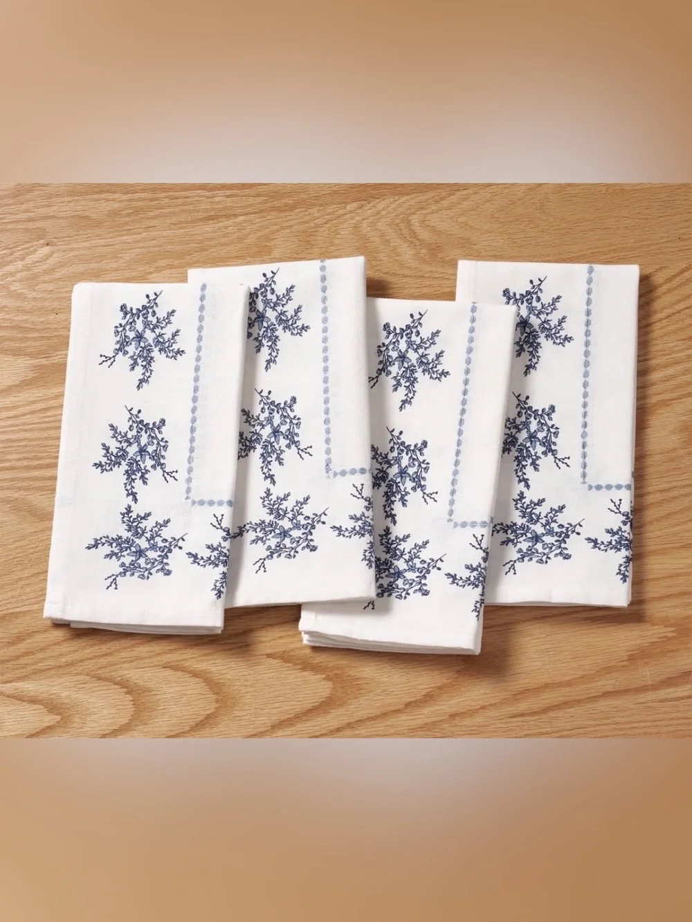 My Texas House 4 Piece Dinner Napkins Blue Floral Table Linens Farmhouse NEW